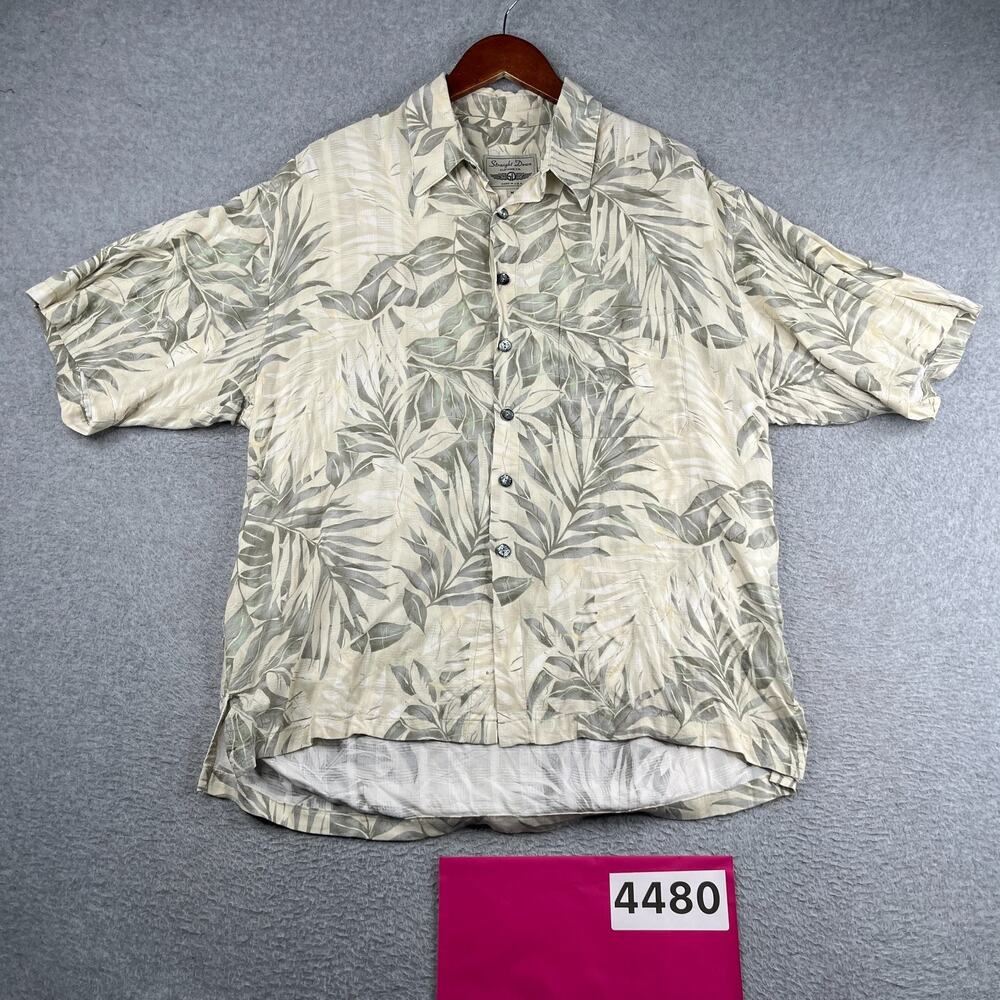 Straight Down Hawaiian Print Shirt Button Up Short Sleeve Mens Rayon Medium